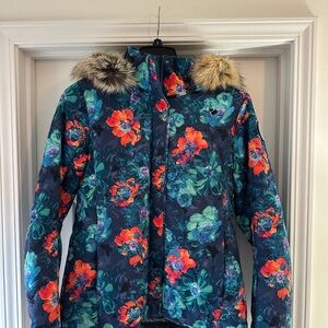 Obermeyer Tuscany II Women's Floral Ski Jacket with Faux Fur Hood